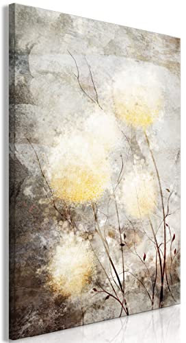 decomonkey Bilder Abstrakt Blumen 40x60 cm 1 Teilig Leinwandbilder Bild auf Leinwand Vlies Wandbild Kunstdruck Wanddeko Wand Wohnzimmer Wanddekoration Deko Pusteblume Pflanzen Vintage Natur Braun Grau