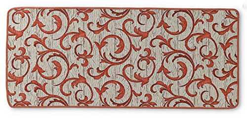 Casatessile Passatoia Tappeto Cucina Larga 52 cm Giglio FIORENTINO GOBELIN Tappeto lavello Antiscivolo, Corsia per Cucina Lavabile, Passatoia Lunga. - RUGGINE, 280 cm.