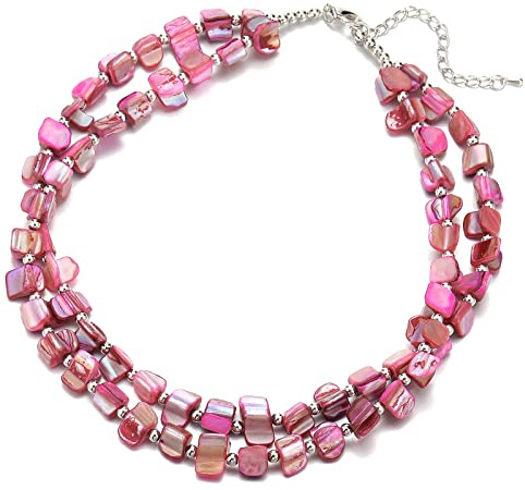 Bulinlin Boho Bunte Perlenkette Damen Muschelkette Strand Sommer Verstellbar Bohemian Choker Halsketten FüR Frauen Und MäDchen