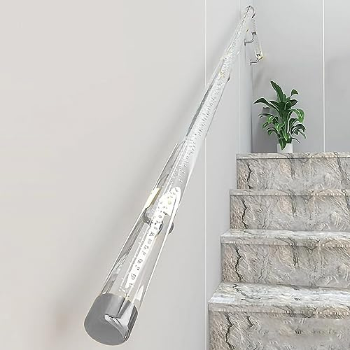 Corrimano in Acrilico Trasparente per Scale Interne, Ringhiera Antiscivolo per Montaggio a Parete da 50cm-600cm, Kit Completo di Corrimano per Scale, Parapetto per Corridoio della Scuola Materna ( Col