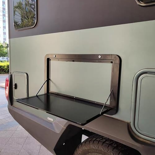 Wandklapptisch, Abschließbarer Wohnmobil Tisch, Hängender Esstisch Zur Wandmontage, Klappbarer Wandtisch aus Premium Aluminiumlegierung, Externer Abschließbarer Wandtisch für Wohnmobile ( Color : Negr