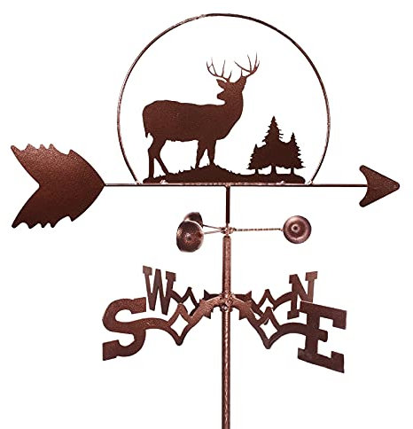 Wetterfahne, Kiefernbaum, Elch-Silhouette, Edelstahl, Gartenstecker, Wetterfahne, Messwerkzeuge, Windrichtungsanzeiger Für Terrasse, Hof, Ornament, Wetterhahn