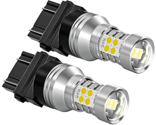 IBLUON 2X luz LED de conducción Diurna lámpara de Bombilla DRL 3157 P27/7W T25 Canbus, Apto para Jeep Compass Grand Cherokee 2011-2016