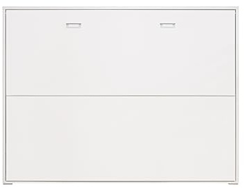 Vep Home - Cama Abatible Horizontal 135x190 cm - Ideal para Dormitorios Pequeños con Somier y Sistema Antivuelco - 203x151x36 cm - Color Blanco - Diseño Compacto y Seguro
