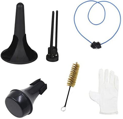 Vaguelly 2sätze Trompeten Reinigungsset Tragbarer Ständer Faltbarer Reinigungsbürsten Handschuhe Praktisches Pflegezubehör Für Trompeten Euphonium Blechblasinstrumente
