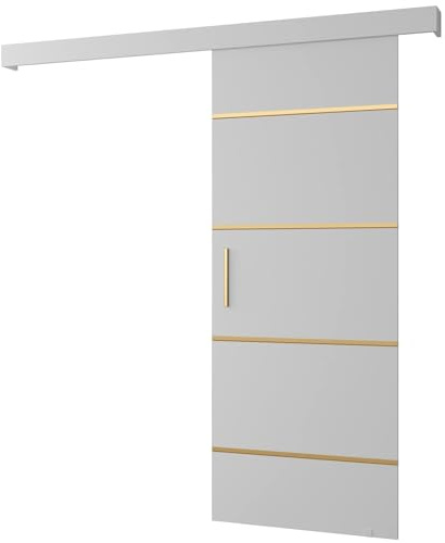 Schiebetür Komplettset - Schiebetürsystem Salwador 4 - Schiebetüren - Trennwände - Raumteiler - Innentüren, Tür 80x204 cm - Schiebetür Schiene - Zimmertür mit Schiebetür Griff - Saloontür