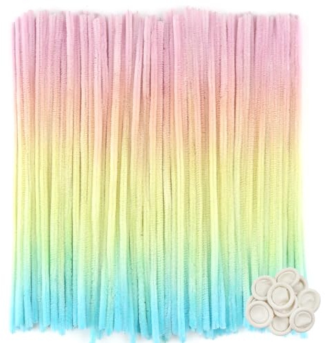 TOAOB 100 Stück Pfeifenputzer zum Basteln Farbverlauf Bunte Pfeifenreiniger | Lang 30 cm und Breit 6 mm, Pipe Cleaners für Basteln und Dekorieren Kunst Handwerk