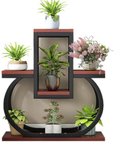 HUHJYUGE 4 Etagen Metall Pflanzenständer, Pflanzenregal Blumenregal Indoor, Blumenständer Outdoor Wetterfest, Blumenleiter Draußen, Blumentreppe für den Balkon, Schwerlast-Halterungsgestell