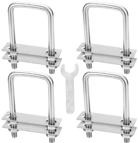 Bügelschraube Mit Gewinde M6 Vierkant-U Bügel 50mmx80mm U-Bolzen 4Stk Mit 16 Muttern und 8 Gegenplatte U Schrauben Bügelbolzen Für Abschleppen Von Autos Schiffen Reparatur (M6 50x80mm)