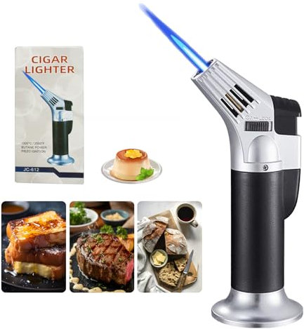 Chalumeau de Cuisine - Torche à Butane Avec Verrouillage de Sécurité, Flamme Réglable, Blue Flame 1300 ℃, pour Cuisson, Barbecue, Pâtisseries, Soudure, Camping - Butane non Inclus