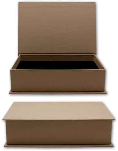 NEUSER PAPIER Geschenkbox mit Klappdeckel - 1 Stück - DIN A5 - Sandbraun bezogen - innen schwarz kaschiert - 245 x 165 x 65 mm - Aufbewahrungsschachtel