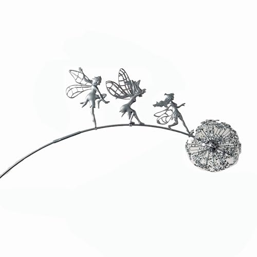 Stgbcst Décoration de jardin pissenlit fée fleur sculpture fer pissenlit fée sculpture ornement 60 x 14 x 8 cm jardin fée pissenlit pour décoration extérieure artisanat (B)