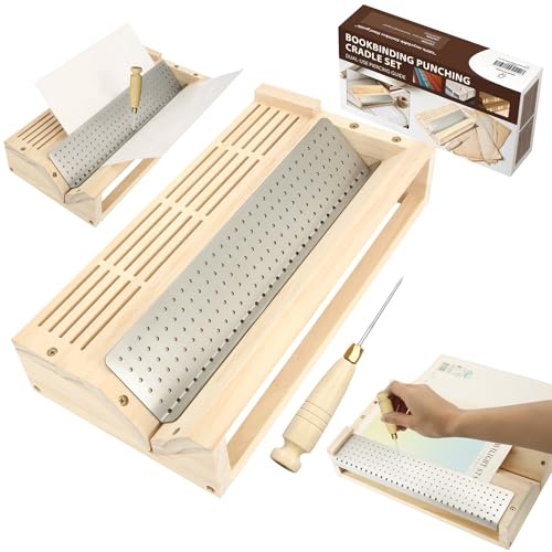 Book Binding Punching Cradle Kits with a Awl for Book Crafting | Includes Dual-Use Piercing Guide, with a Awl - Signature Holes Punch for Journal, Mini Albums, Notebooks DIY Crafts