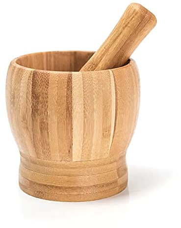 Presse-ail Ensemble mortier et Pilon en Bois Presse-ail Broyeur de Gingembre Ensemble de broyage d'épices Hachoir à ail Broyeur à épices pour Herbes Broyeur Hachoir Outil de cuisin