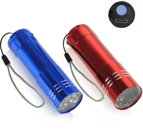ExcellaElite Mini Torches Small Torch Pocket Flashlight with 9 Ultra-Bright White LEDs Rechargeable Led Super Bright Torches for Kids Men Women Outdoor Camping