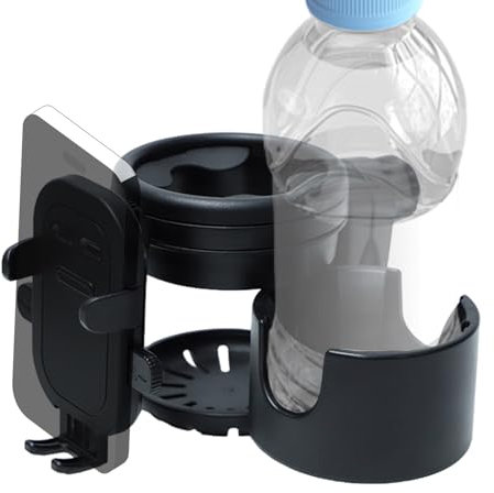 Portavasos para silla de ruedas | Soporte antideslizante para teléfono con rotación de 360° - Accesorios resistentes para cochecito que ahorra espacio para silla de ruedas, carrito de golf, playa
