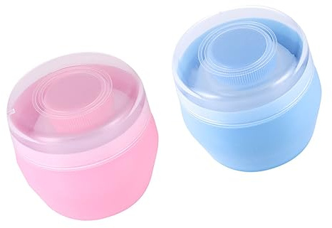 BESPORTBLE Babypuder Aufbewahrungsbox Satz mit Plüschpuderquasten Kompakte Babypuder Dose aus Kunststoff Praktischer Körperpuderbehälter für Reisen und Haushalt