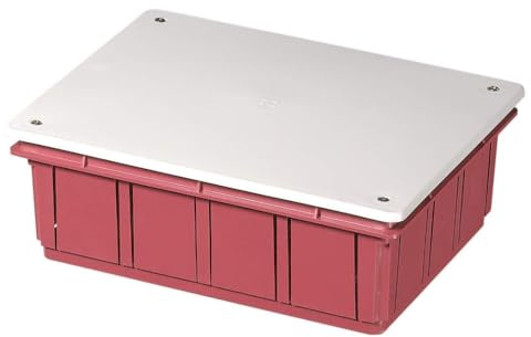 Scatola di derivazione da incasso con coperchio bianco, 196 x 152 x 70 mm, 19 x 15 cm, per muratura, in tecnopolimero, colore arancio, cassetta da incasso per impianto elettrico