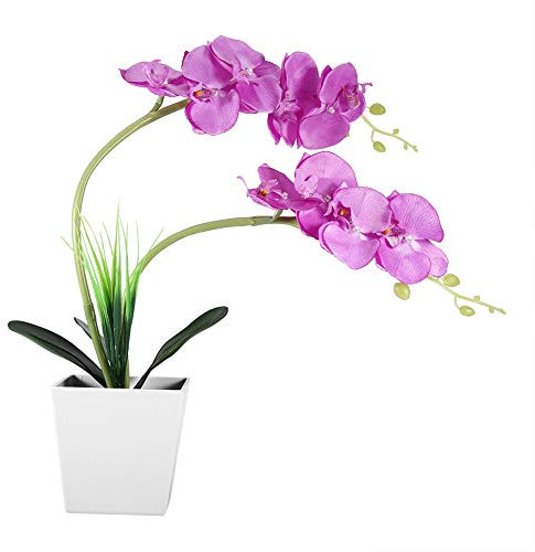 Künstliche Blumentopf LED -Lampe Elegante Simulation Phalaenopsis Bonsai Licht für die Heimdekoration Innenräume im Freien im Freien Wasserdichte Stoffmaterial Hellweißes LED 20oz