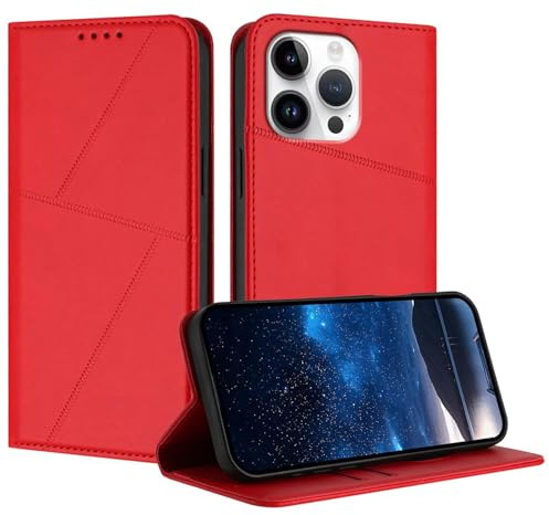 HAOFUGUI Funda Wallet para Moto E40 / E30 / E20, Premium PU Leather con Soporte y Compartimentos para Tarjetas, Premium Cierre Magnético Flip Folio Carcasa Case-Rojo