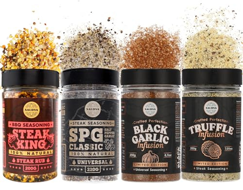 Steak House Collection Premium Seasonings – Black Garlic, Truffle, Steak King & SPG BBQ Rubs | Pack of 4 | Gourmet Grill Gift | 100% Natural Flavor Boost
