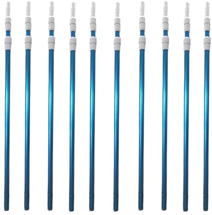 Ｚｉａｌｏｆｉ 10 Piezas Pértiga Telescópica Mango Retráctil Poste de Limpieza Herramienta Ajustable con Acoplamiento Universal para Accesorios Adecuado para Uso en, Azul
