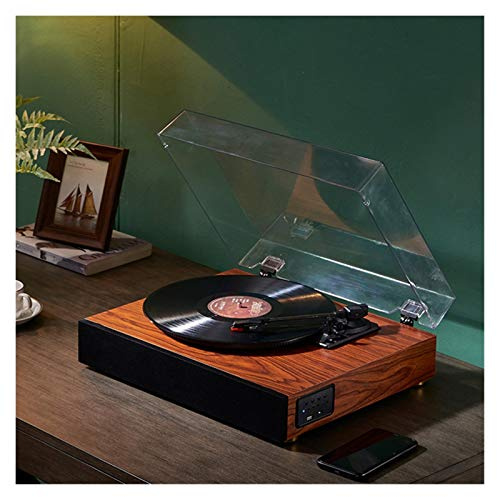 Retro Vinyl Record Player Turntable Playback Gramophone Retro Record Player 33/45/78 Speed Bluetooth 4.0 Playback(Square brown)