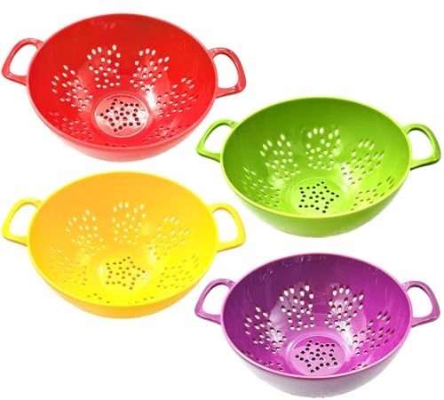 Petite passoire, 4 pièces à double poignée, petite passoire en plastique, alimentaire, 7, 5 x 5, 8 pouces, passe au lave-vaisselle, panier de vidange pour fruits et légumes