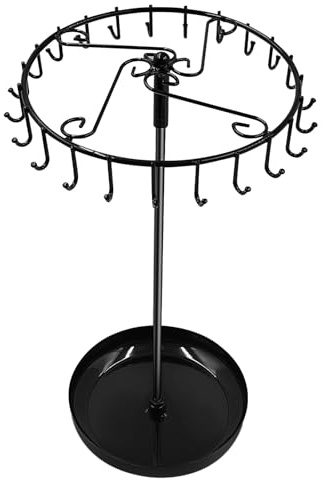Zatixbu Roterbart smyckesställ med 23 krokar, svart kedjeställ smyckesförvaring, kedjehållare för kedjor armband ringar örhängen, (36 cm höjd)