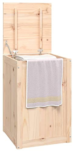 Panier à Linge, Corbeille Coffre Bac à Linge Panier de Rangement 44x44x66 cm Bois massif de pin