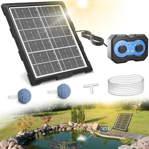 Bomba de aire oxigenadora solar para estanque, botón de rotación simple mejorado, aireador solar para estanques al aire libre con función de temporización, para jardín, pecera, piscina, estanque de