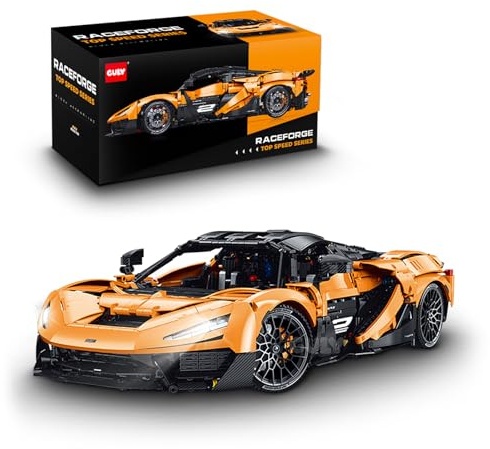 FigureArt Technik Sportwagen Auto Bausatz, GULY 10650, 3466 Teile mit Motoren und LED Groß Ferngesteuert Auto MOC Klemmbausteine für Erwachsene (Originalverpackung) (Statische Version)