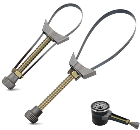 2 Pezzi Chiave per Filtro Olio con Cinghia in Metallo, Chiave Regolabile 60–120 mm, Attrezzo Universale per Rimozione Filtri Auto e Moto, Strumento Officina Meccanica
