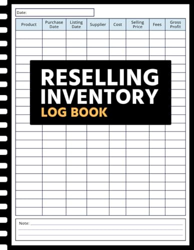 Reselling Inventory Log Book: Track Purchases, Sales and Profits – Product Inventory Tracker for Resellers and Small Business Owners