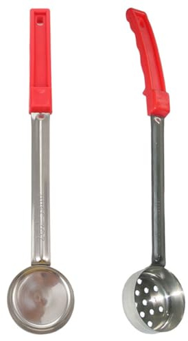LOPUNER Cucharas para Salsa de Pizza de Acero Inoxidable y Pp, Set de 2 Piezas (sin Agujero Agujero), Cucharas para Controlar Porciones de Cocina, Utensilios para Servir en Hogar