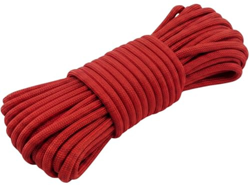 Lumonic 10m Paracord 4mm Rojo | 100% Nailon | 7 núcleos, Funda de 32 filamentos | Capacidad de Carga máx. 250 kg | Correa para Perro, Pulsera, Outdoor, bushcraft, Cuerda para Tienda de campaña