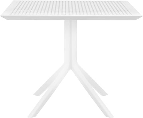 CLP Table Sky 80 x 80 cm I Table de Jardin résistante aux intempéries et aux UV I Table de Balcon Angulaire en polypropylène Durable, Couleur:Blanc