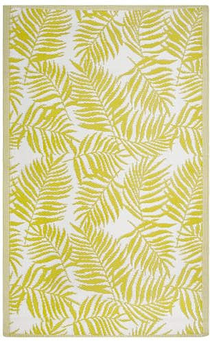Beliani Alfombra de Exterior Reversible Amarilla 120 x 180 cm con Hojas de Palmera Kota