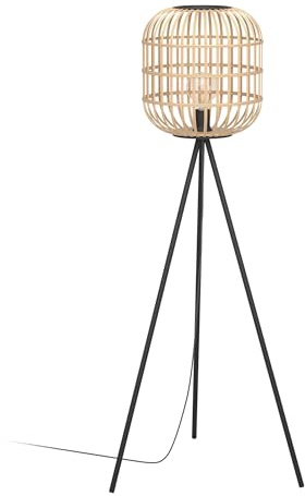 EGLO Stehlampe Bordesley, 1 flammige Stehleuchte Vintage, Natur, Boho