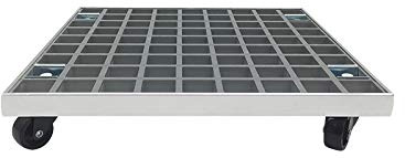 Mkuha Pflanzenroller Outdoor mit Bremse, Blumenroller Rechteckig Außenbereich und Innenbereich, Pflanzenroller GFRP mit Softrollen für Parkett,Grau,54x35