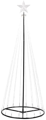 The Christmas Workshop 6FT Outdoor Cone Trees | 573 Individual Micro LED Lights | Light-Up Star Tree Topper | Transformer Included For Indoor Use | Animated Light Display (Bright White)