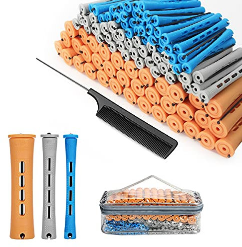 BELICOO 108 Pezzi Bigodini per Capelli Perm Rulli per Capelli Antiscivoli Cold wave bar set di plastica 0.9CM / 1.5cm / 2.2cm ricciolo per acconciatura o strumenti fai da te(3 Colori)