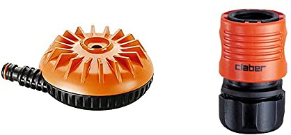 Claber 8658 Irrigatori Rotanti Turbo Spruzzo & 7724025 Raccordi Rapidi per Gomma, 1/2F