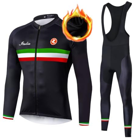 UGLY FROG Magliette da Ciclismo da Uomo Ciclismo Abbigliamento Set Uomo Inverno Termico Vello Maniche Lunghe Antivento Ciclismo Maglia Lunga e Pantaloni KXITCXHB14