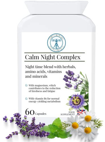 Complementary Supplements - Calm Night Complex - Traditional Herbal Formula – Ashwagandha, Lemon Balm, Passion Flower, Lavender, Magnesium - Vegan - 60 Capsules