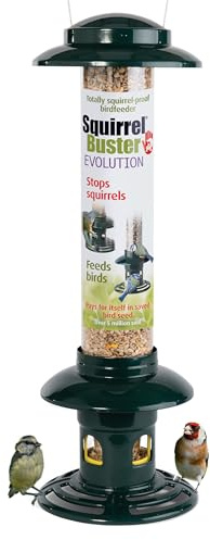 Squirrel Proof Bird Feeder for Seeds - Jacobi Jayne® Squirrel Buster® Evolution – Metal Hanging Station for Garden Birds – Easy to Clean, Pigeon Resistant, Wild Bird Feeding Station