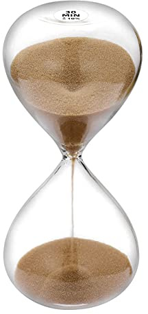 Hourglass 30 Minute Sand Timer Clock with Brown Color Sand, Large Sand Watch 30 Min, Reloj de Arena 30 Minuto, Simple Biloba Puff Glass Sandglass, for Home, Desk, Office Decorative
