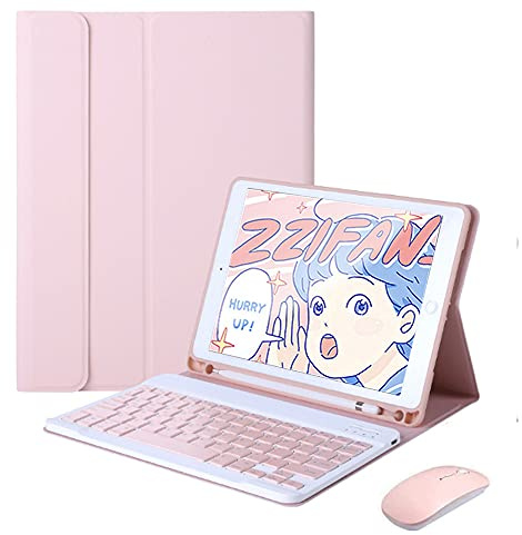 QYiiD Funda con Teclado para iPad Mini 6 8.3 2021, Funda Protectora Delgada - Teclado Español Ñ y ratón inalambrico Desmontable para iPad Mini 6ª generación, Rosa
