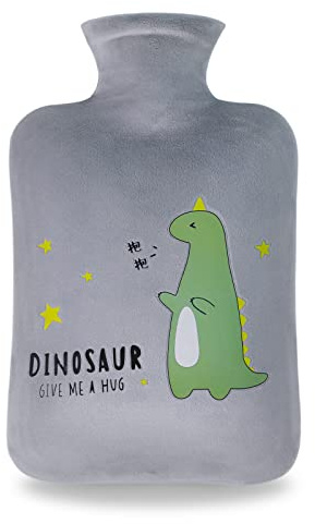 OVOOKER Wärmflasche mit Weichem Bezug - Auslaufsicher 2L Groß PVC Wasser Tasche, Handwärmer für Kinder & Erwachsene, geruchlos Superior Material, ideal für Schmerzlinderung, Grau