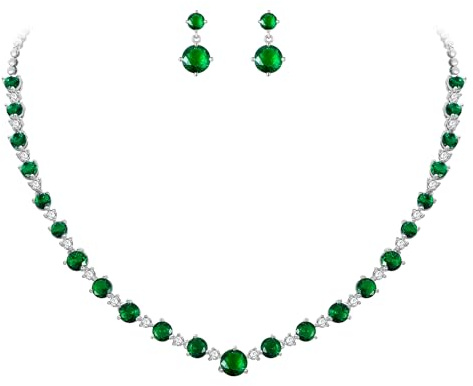 EVER FAITH Damen Hochzeit Schmuck für Braut runde Schliff Cubic Zirconia plattiert Halskette und Ohrringe Set